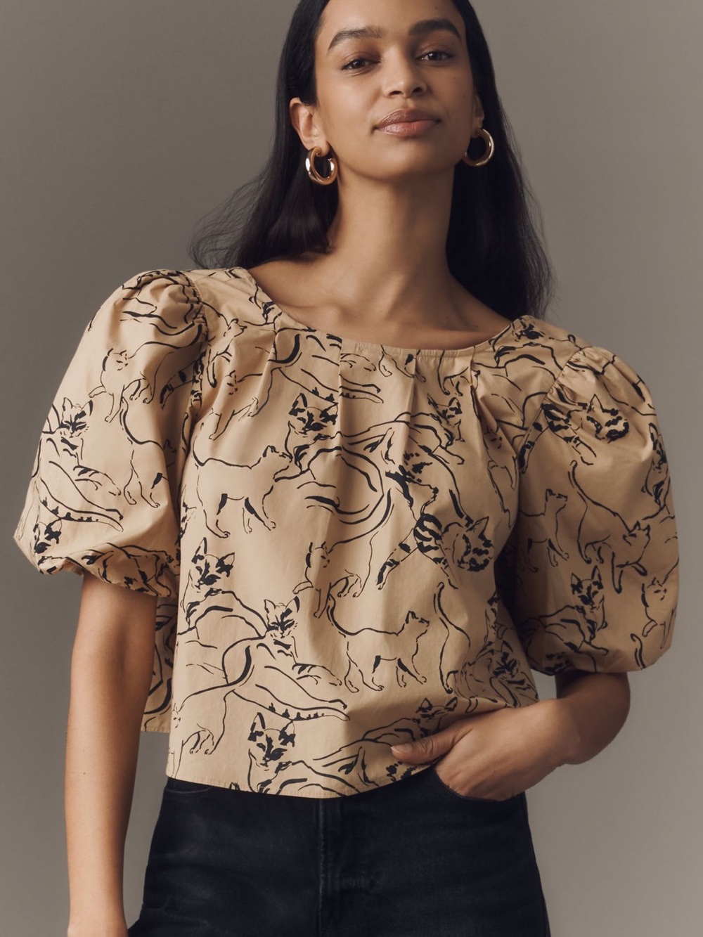 *Anthropologie Maeve Puff Sleeve Swing Blouse